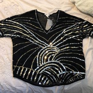 Black sequined blouse